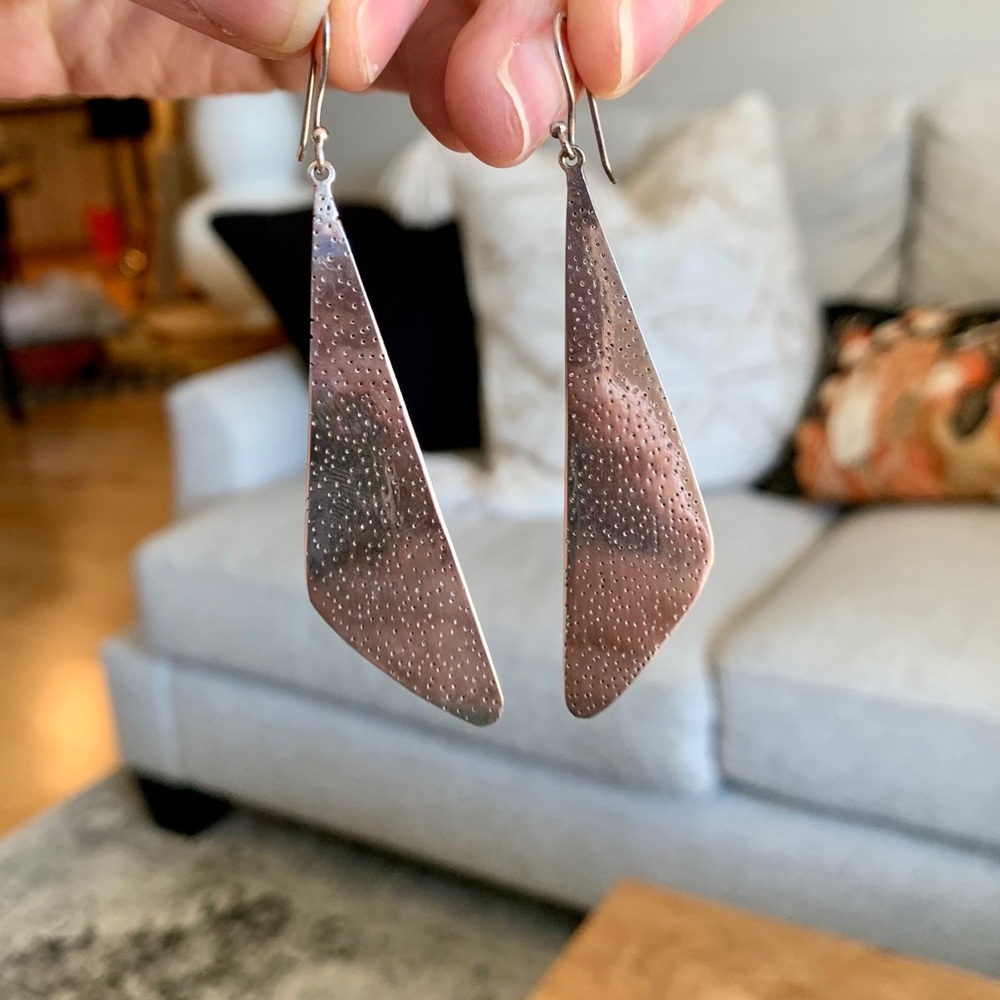 Hammered Silver Statement Earrings - image 3